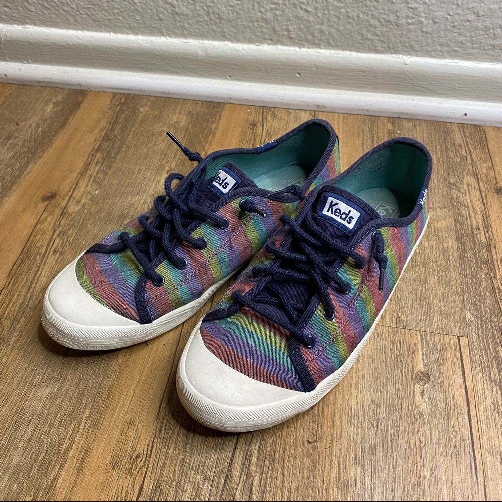 KIDS SIZE 6M KEDS KICKSTART TOE CAP SNEAKER RAINBOW STRIPES